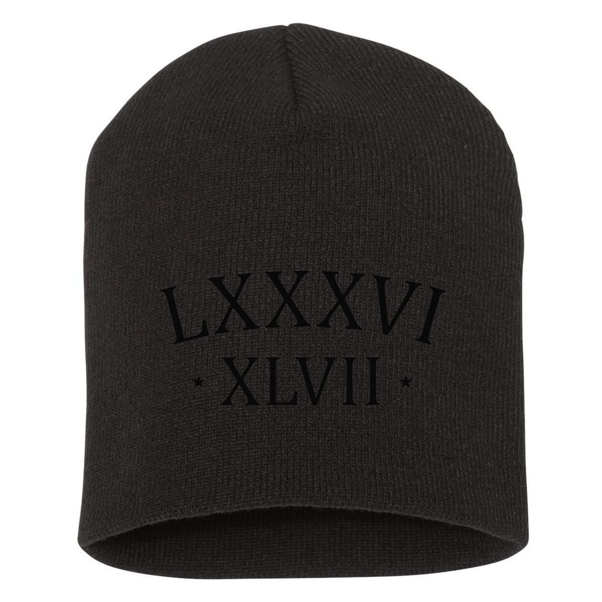 86 47 LXXXVI XLVII Roman Numerals Subtle Anti Trump Short Acrylic Beanie
