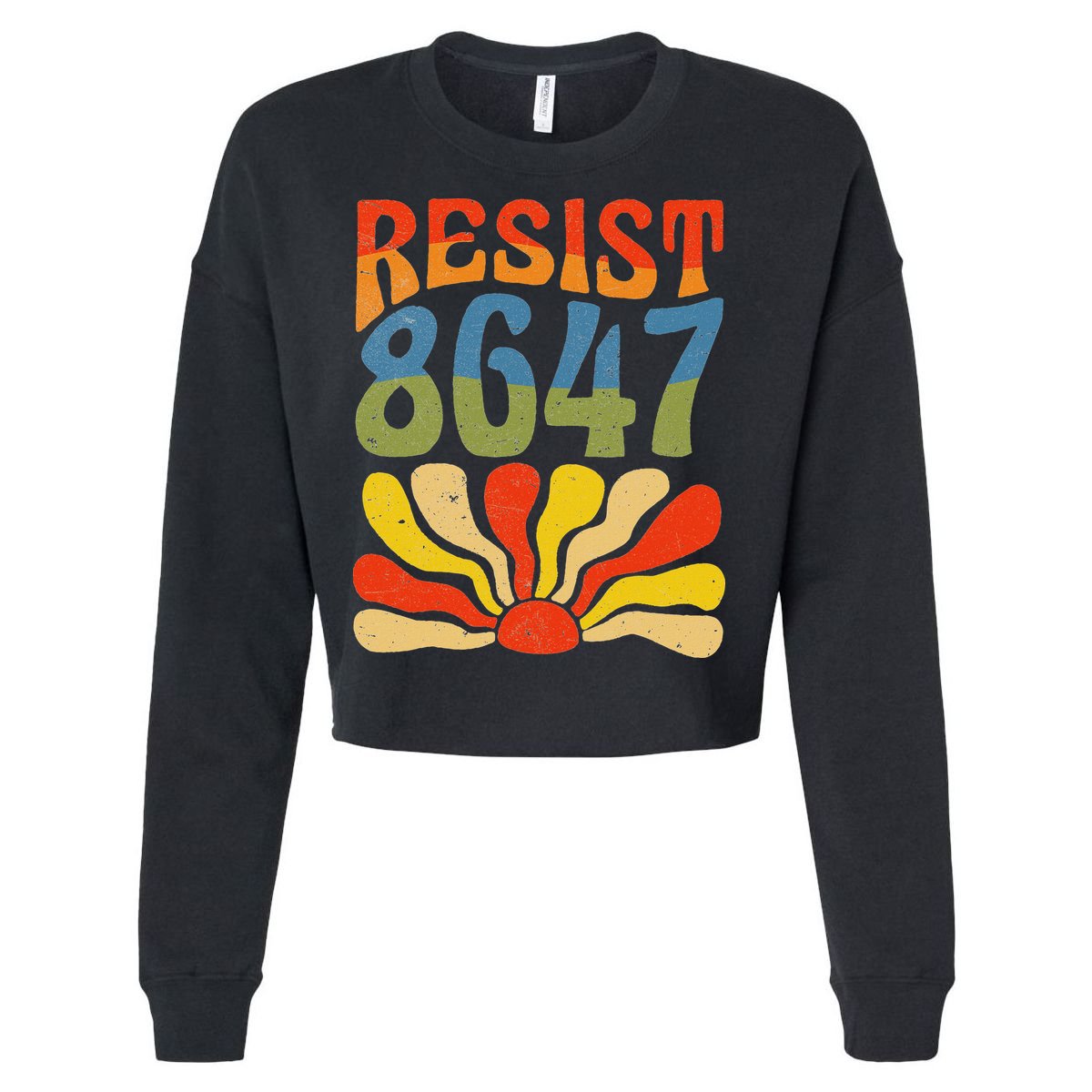 86 47 Resist Flower Women President Cropped Pullover Crew