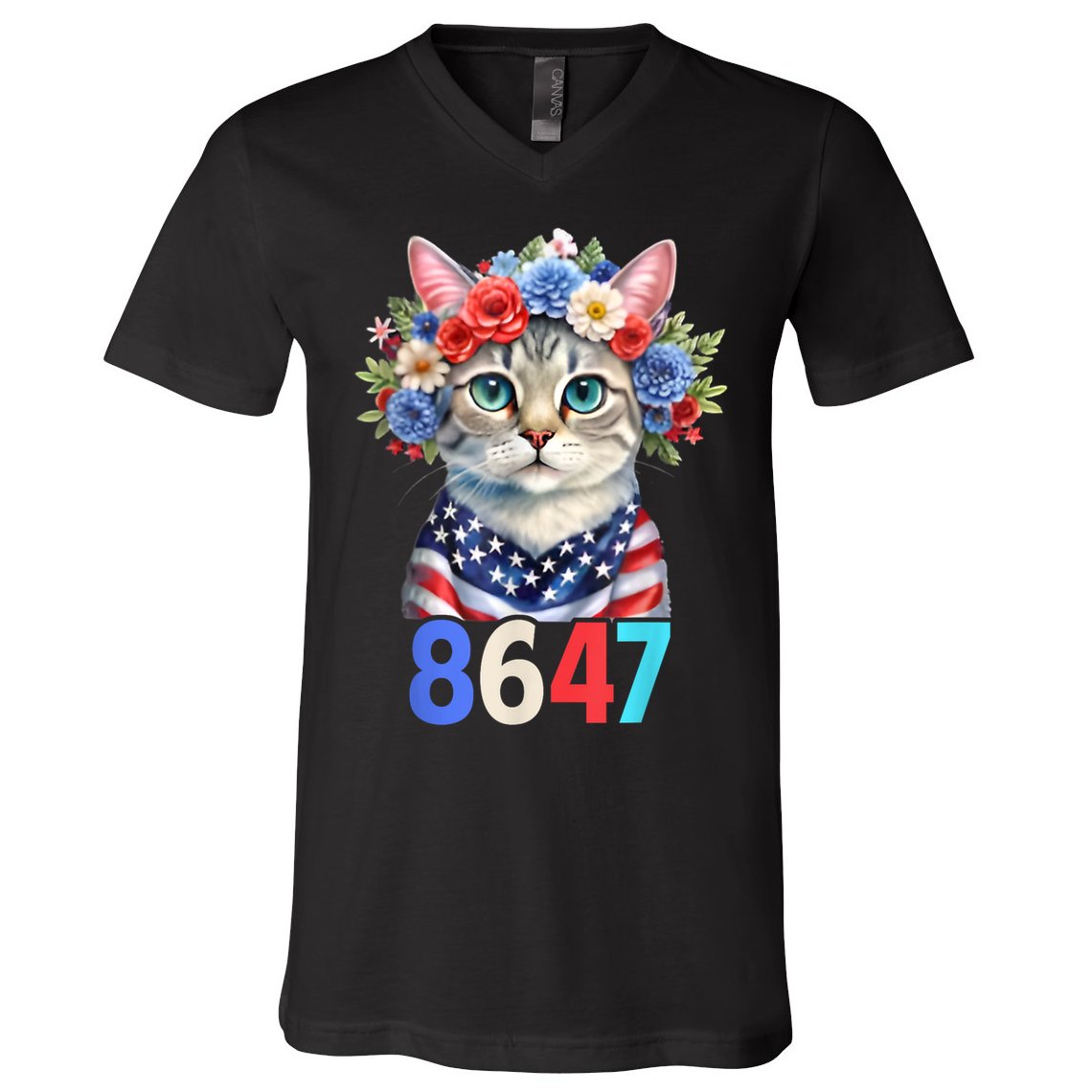 86 47 vintage 8647 outfits 8647 Floral Retro 86 47 Cat Lovers V-Neck T-Shirt