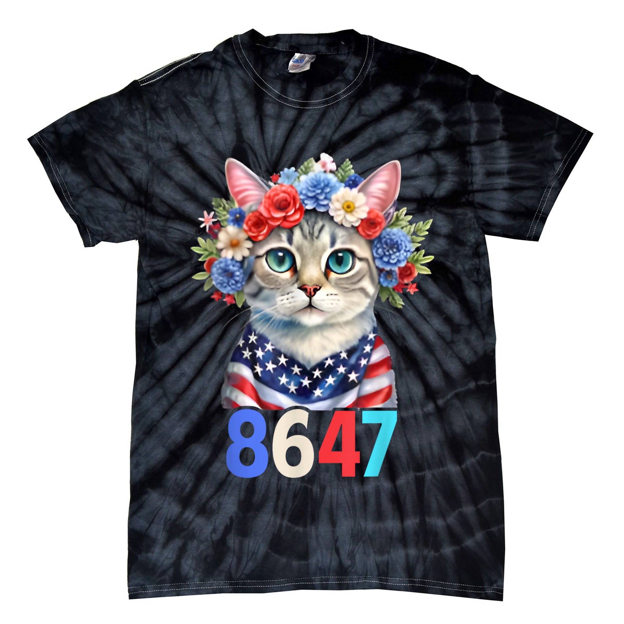 86 47 vintage 8647 outfits 8647 Floral Retro 86 47 Cat Lovers Tie-Dye T-Shirt