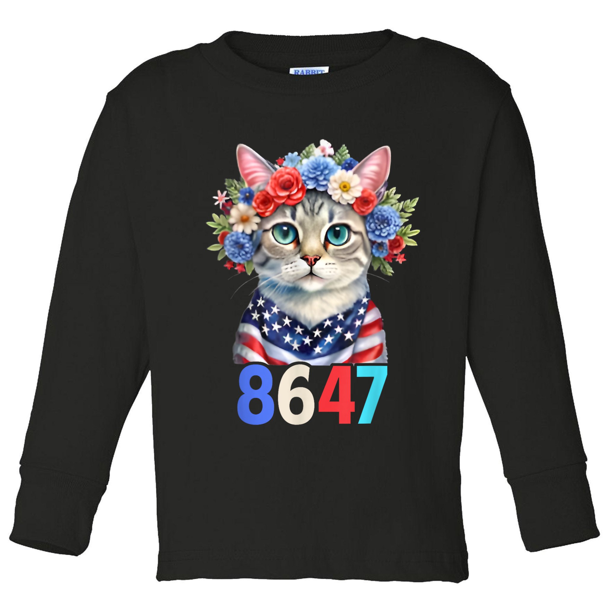 86 47 vintage 8647 outfits 8647 Floral Retro 86 47 Cat Lovers Toddler Long Sleeve Shirt