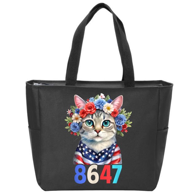 86 47 vintage 8647 outfits 8647 Floral Retro 86 47 Cat Lovers Zip Tote Bag