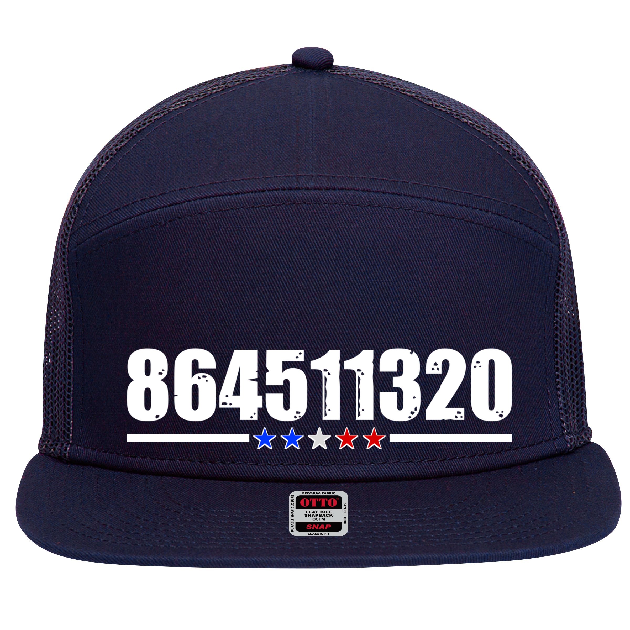 864511320 Anti Trump 8645 7 Panel Mesh Trucker Snapback Hat