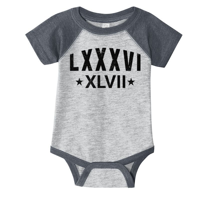 86-47-Roman-Numerals-LXXXVI-XLVII-8647-Subtle-Anti-Trump Infant Baby Jersey Bodysuit