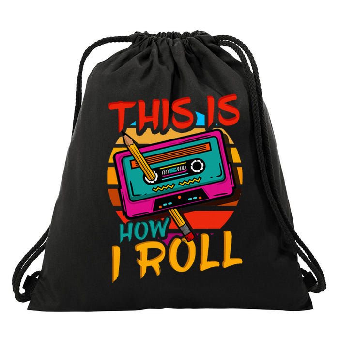 80S 90S Music Cassette Tape Drawstring Bag