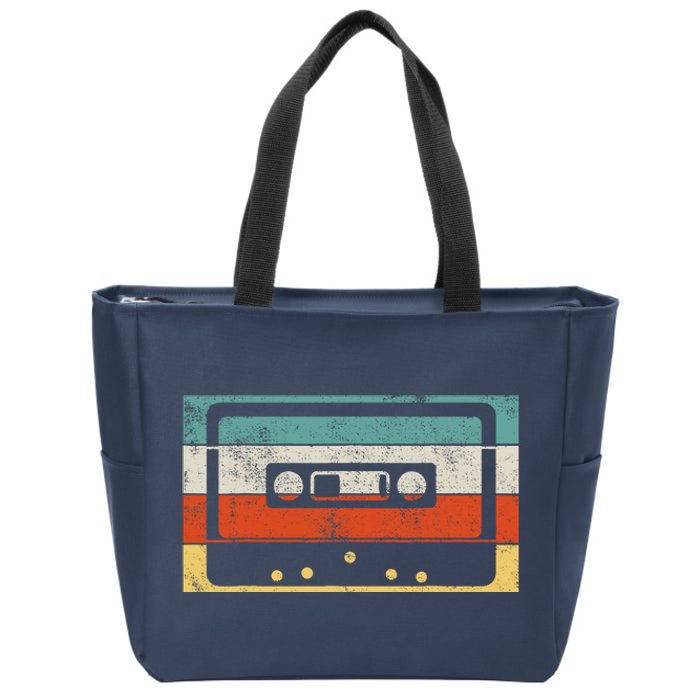 80s 90s Music Cassette Tape Retro Zip Tote Bag