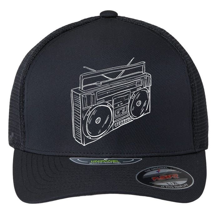 80s & 90s Old School Music Hip Hop Beatbox Boombox Flexfit Unipanel Trucker Cap