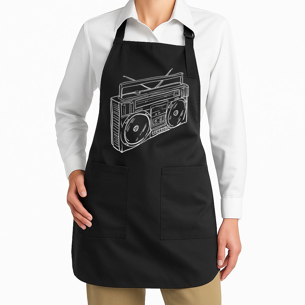 80s & 90s Old School Music Hip Hop Beatbox Boombox Apron
