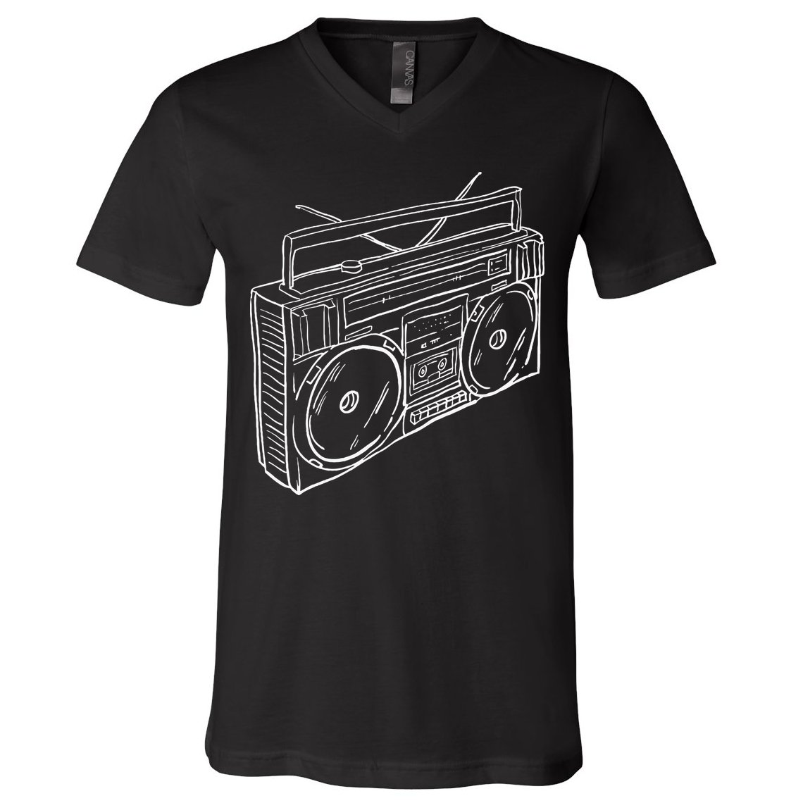80s & 90s Old School Music Hip Hop Beatbox Boombox V-Neck T-Shirt