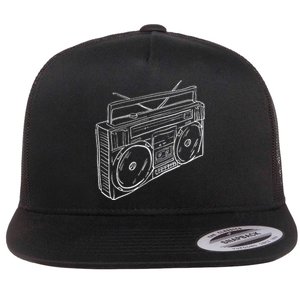 80s & 90s Old School Music Hip Hop Beatbox Boombox Flat Bill Trucker Hat