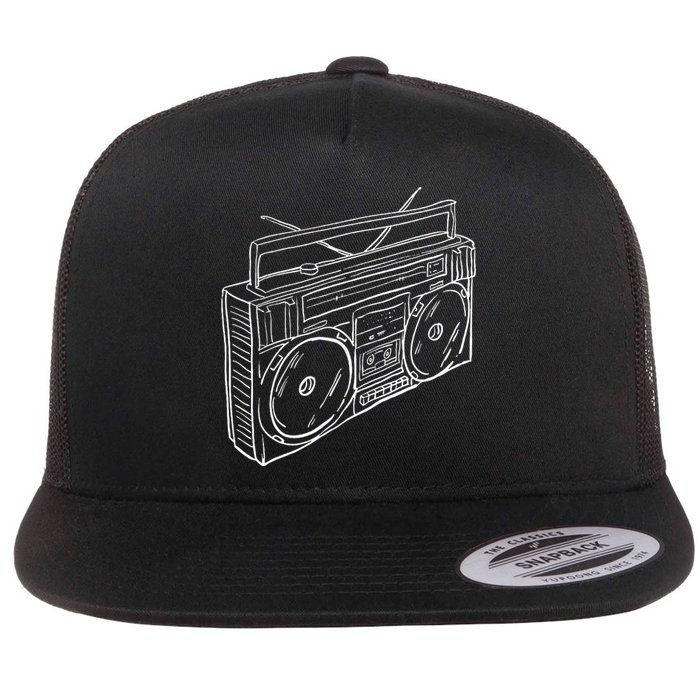 80s & 90s Old School Music Hip Hop Beatbox Boombox Flat Bill Trucker Hat