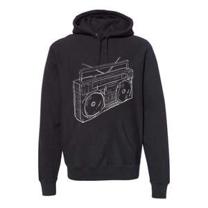 80s & 90s Old School Music Hip Hop Beatbox Boombox Premium Hoodie