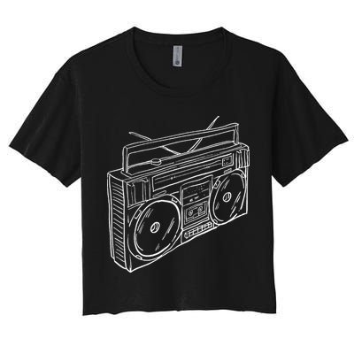 80s & 90s Old School Music Hip Hop Beatbox Boombox Crop Top