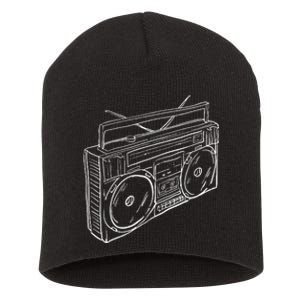 80s & 90s Old School Music Hip Hop Beatbox Boombox Short Acrylic Beanie