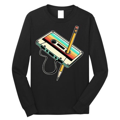 80s 90s Retro Party Costume Nostalgia Cassette Long Sleeve Shirt