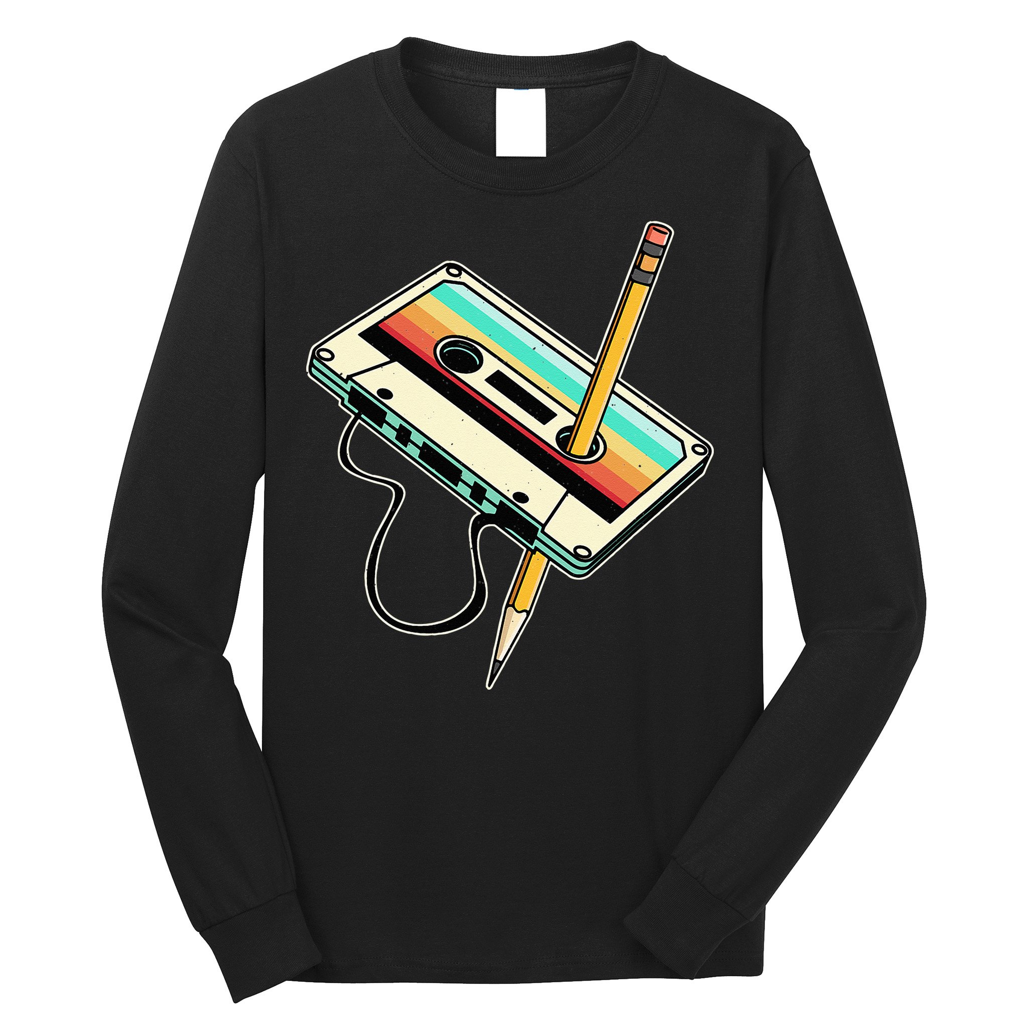 80s 90s Retro Party Costume Nostalgia Cassette Long Sleeve Shirt