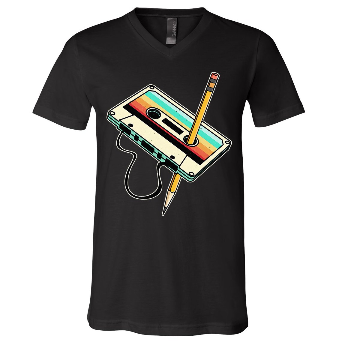 80s 90s Retro Party Costume Nostalgia Cassette V-Neck T-Shirt