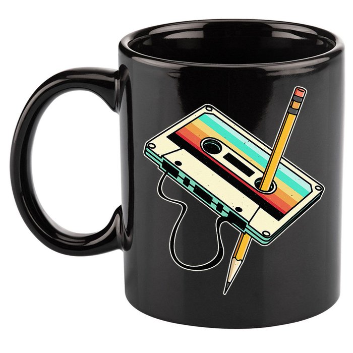 80s 90s Retro Party Costume Nostalgia Cassette 11oz C Handle Ceramic Mug