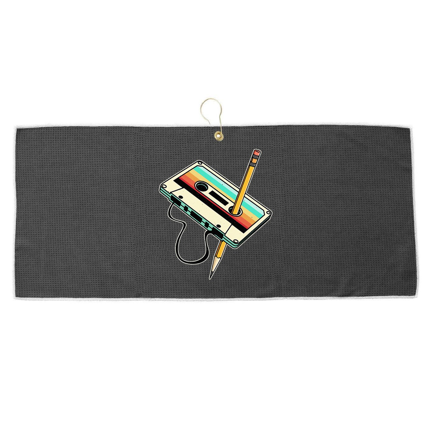 80s 90s Retro Party Costume Nostalgia Cassette Large Microfiber Waffle Golf Towel