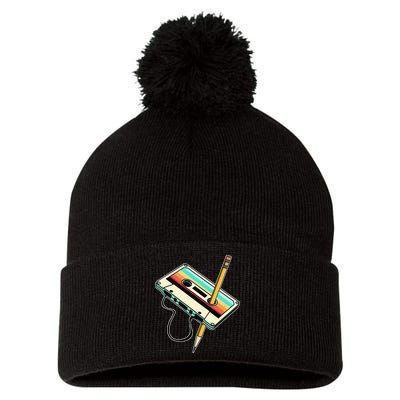80s 90s Retro Party Costume Nostalgia Cassette Pom Pom 12in Knit Beanie