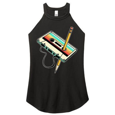 80s 90s Retro Party Costume Nostalgia Cassette Women's Perfect Tri Rocker Tank