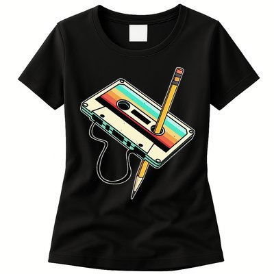 80s 90s Retro Party Costume Nostalgia Cassette Womens T-Shirt
