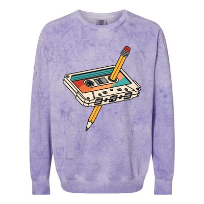 80s 90s Retro Cassette Tape 1980s 1990s Music Vintage Outfit Colorblast Crewneck Sweatshirt