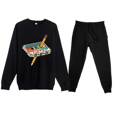 80s 90s Retro Cassette Tape 1980s 1990s Music Vintage Outfit Premium Crewneck Sweatsuit Set