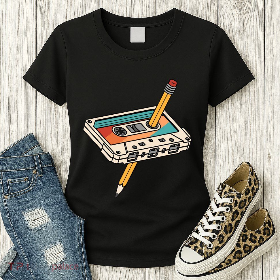 80s 90s Retro Cassette Tape 1980s 1990s Music Vintage Outfit Womens T-Shirt