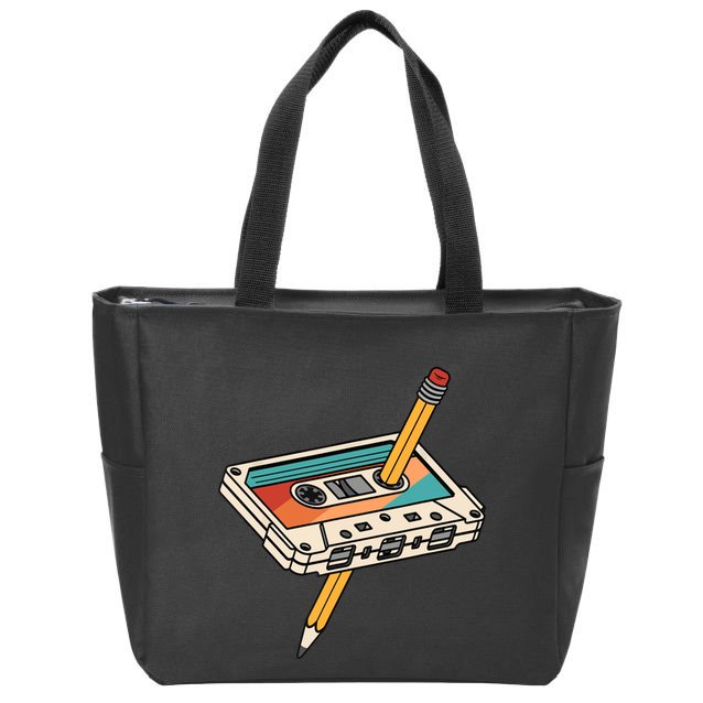 80s 90s Retro Cassette Tape 1980s 1990s Music Vintage Outfit Zip Tote Bag