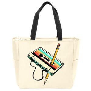 80s 90s Retro Party Costume Nostalgia Cassette Zip Tote Bag