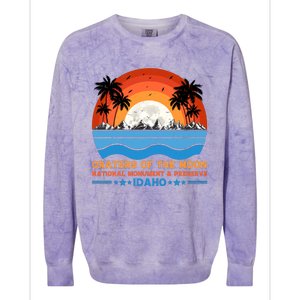 80s 90s Retro Sunset Distressed Craters Of The Moon National Monument Idaho Colorblast Crewneck Sweatshirt