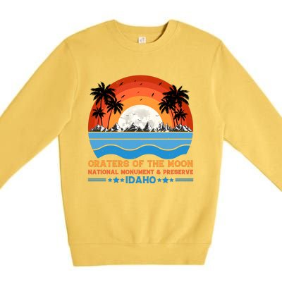 80s 90s Retro Sunset Distressed Craters Of The Moon National Monument Idaho Premium Crewneck Sweatshirt