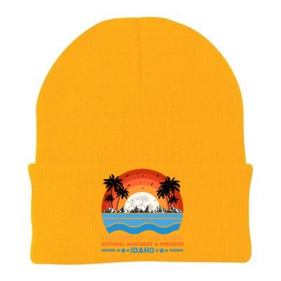 80s 90s Retro Sunset Distressed Craters Of The Moon National Monument Idaho Knit Cap Winter Beanie