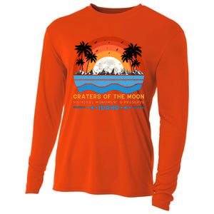 80s 90s Retro Sunset Distressed Craters Of The Moon National Monument Idaho Cooling Performance Long Sleeve Crew