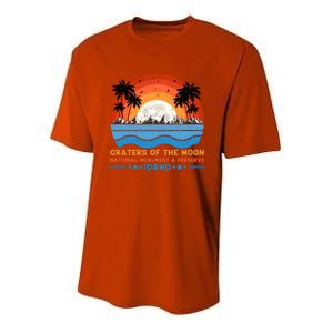 80s 90s Retro Sunset Distressed Craters Of The Moon National Monument Idaho Youth Performance Sprint T-Shirt