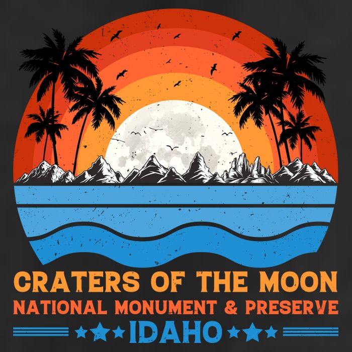 80s 90s Retro Sunset Distressed Craters Of The Moon National Monument Idaho 7 Panel Mesh Trucker Snapback Hat