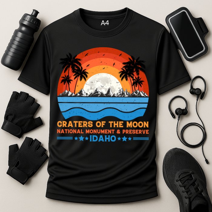 80s 90s Retro Sunset Distressed Craters Of The Moon National Monument Idaho Cooling Performance Crew T-Shirt