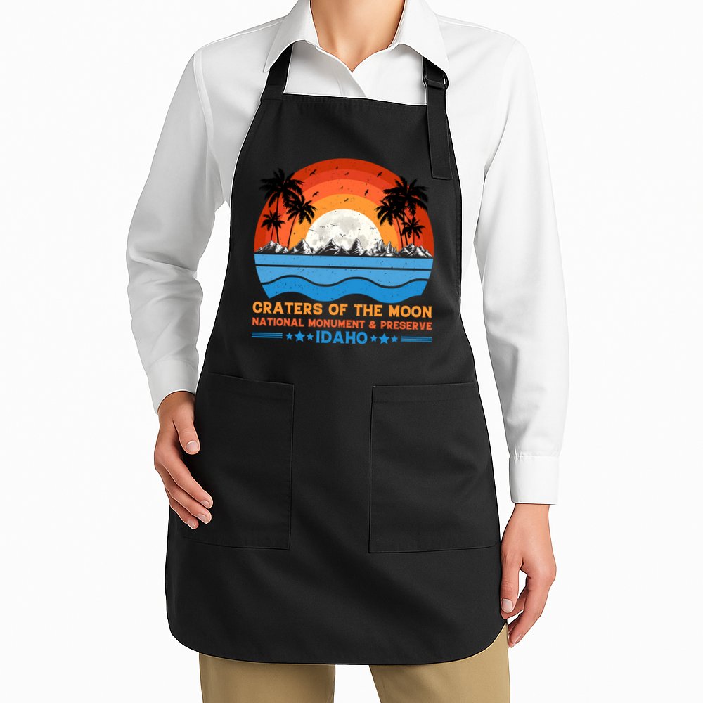 80s 90s Retro Sunset Distressed Craters Of The Moon National Monument Idaho Apron