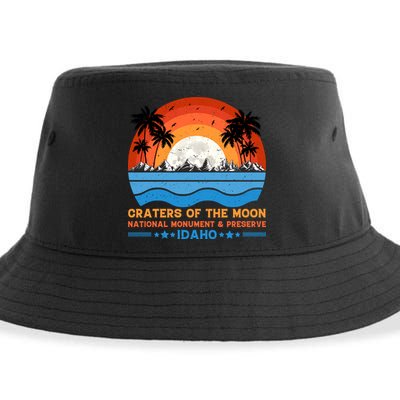 80s 90s Retro Sunset Distressed Craters Of The Moon National Monument Idaho Sustainable Bucket Hat
