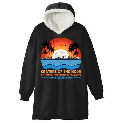 80s 90s Retro Sunset Distressed Craters Of The Moon National Monument Idaho Hooded Wearable Blanket