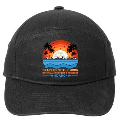 80s 90s Retro Sunset Distressed Craters Of The Moon National Monument Idaho 7-Panel Snapback Hat