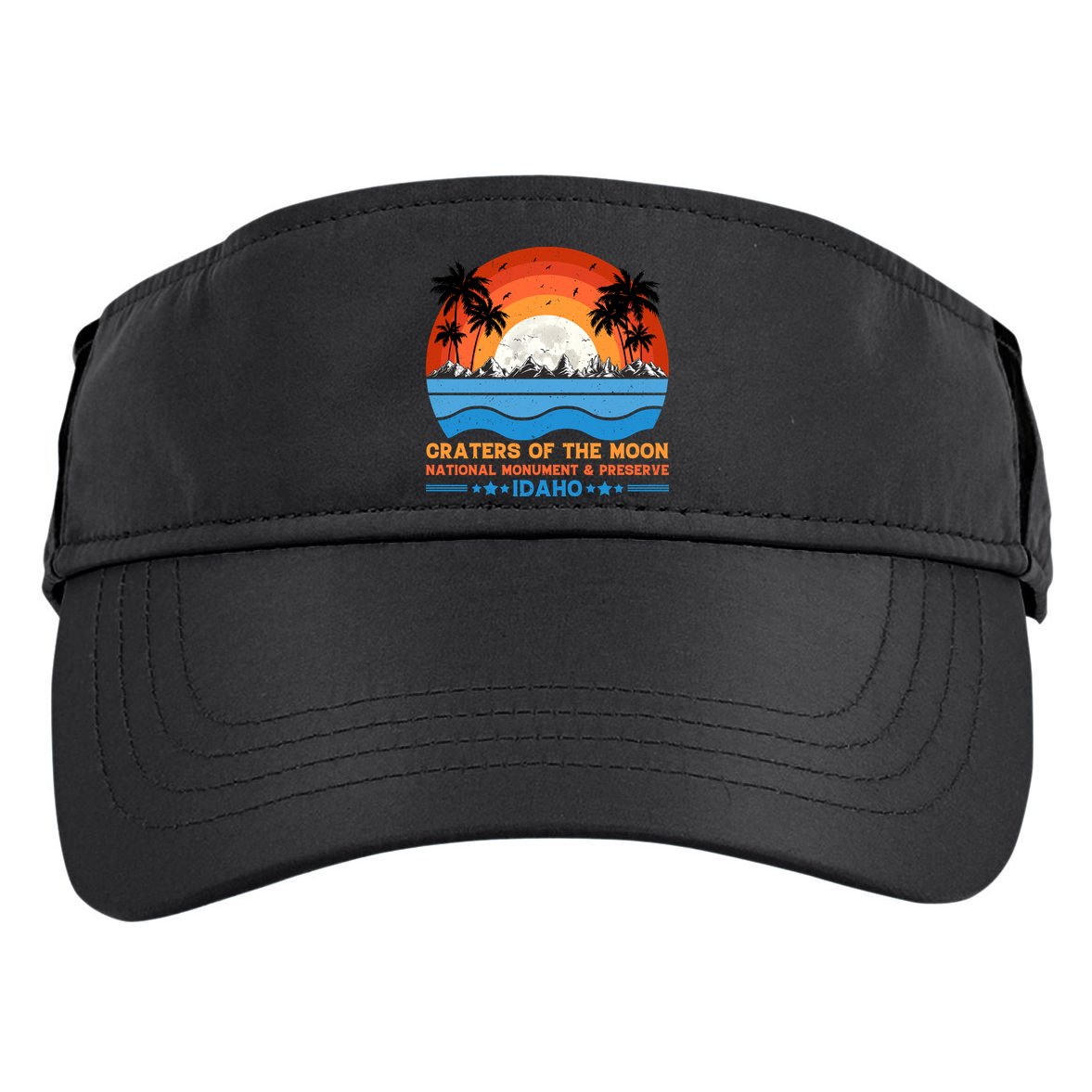 80s 90s Retro Sunset Distressed Craters Of The Moon National Monument Idaho Adult Drive Performance Visor