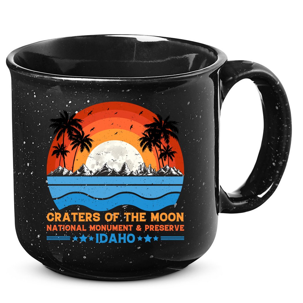 80s 90s Retro Sunset Distressed Craters Of The Moon National Monument Idaho 15oz Campfire Ceramic Mug