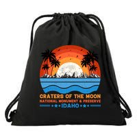 80s 90s Retro Sunset Distressed Craters Of The Moon National Monument Idaho Drawstring Bag