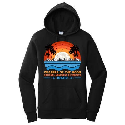 80s 90s Retro Sunset Distressed Craters Of The Moon National Monument Idaho Women's Pullover Hoodie