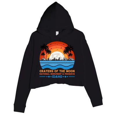 80s 90s Retro Sunset Distressed Craters Of The Moon National Monument Idaho Crop Fleece Hoodie