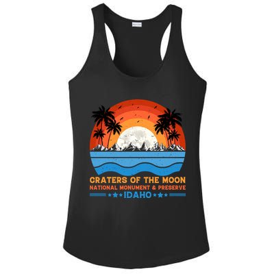 80s 90s Retro Sunset Distressed Craters Of The Moon National Monument Idaho Ladies PosiCharge Competitor Racerback Tank
