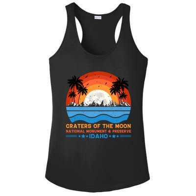 80s 90s Retro Sunset Distressed Craters Of The Moon National Monument Idaho Ladies PosiCharge Competitor Racerback Tank