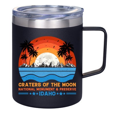 80s 90s Retro Sunset Distressed Craters Of The Moon National Monument Idaho 12oz Stainless Steel Coffee Mug